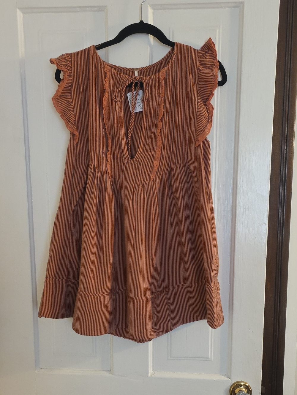 Free People Orange and Black Striped Top
